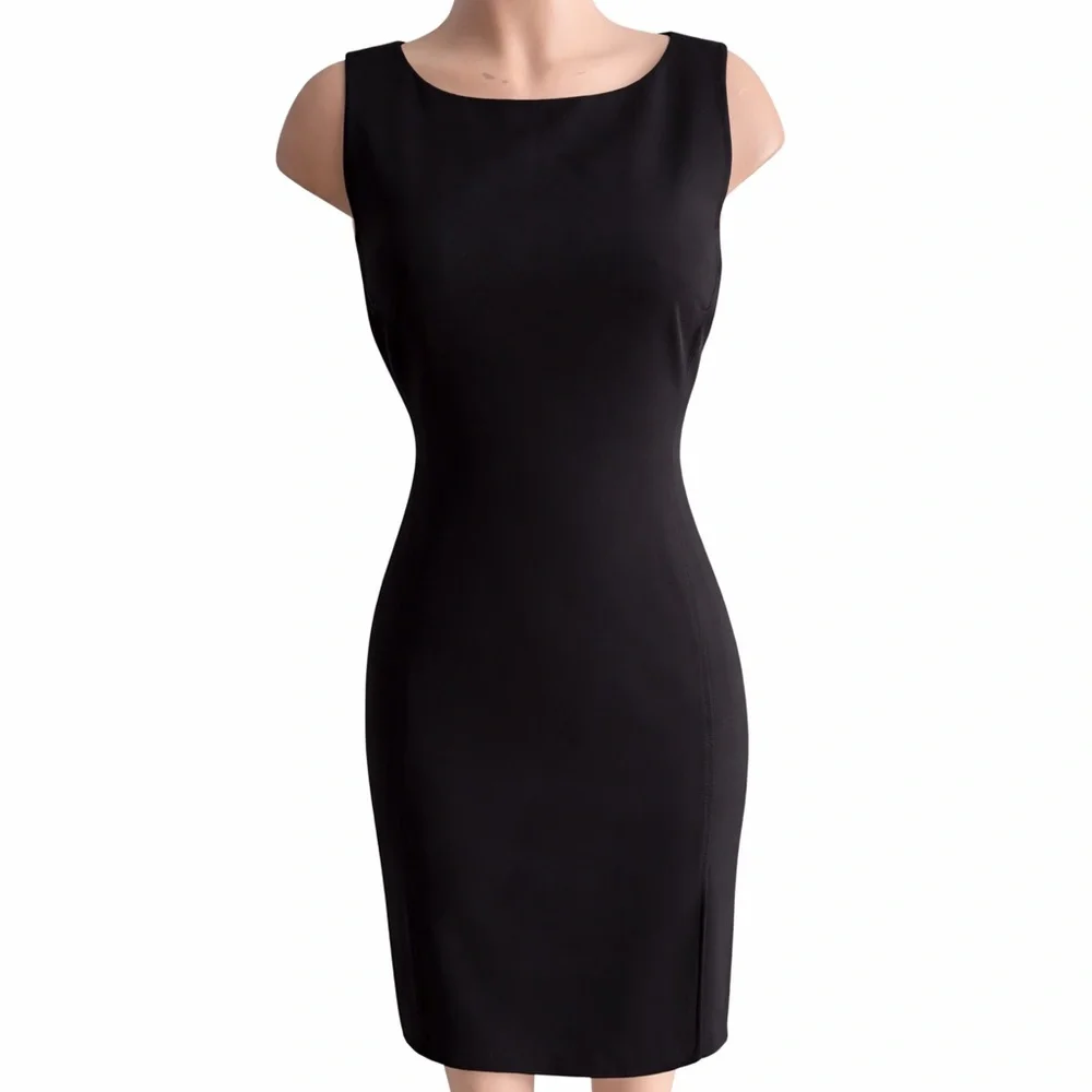 Ann Taylor Black Sheath Midi Dress Sleeveless Work Office NWT Size 2 - Picture 3 of 10